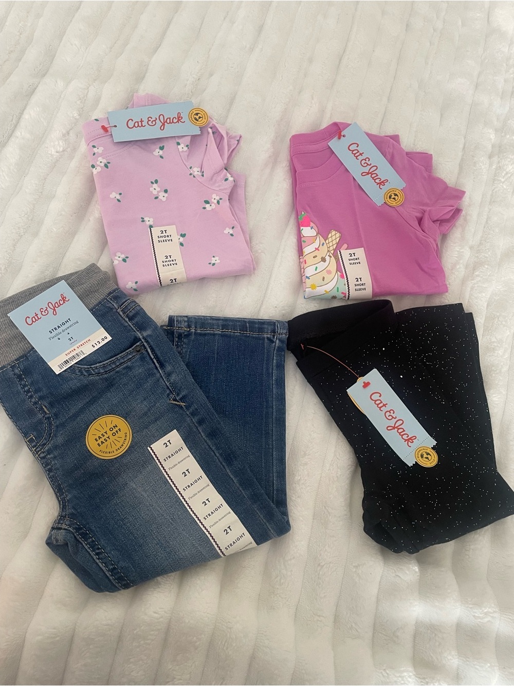 Cat & Jack Girls Mixed Outfit Bundle - Pink, Lavender, Denim, Black